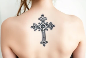 Iron motorcycle cross tattoo idea
