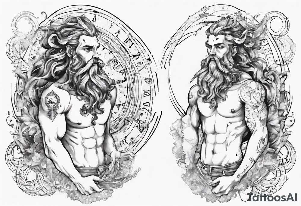 The Zodiac sign Aquarius in Human male form. tattoo idea