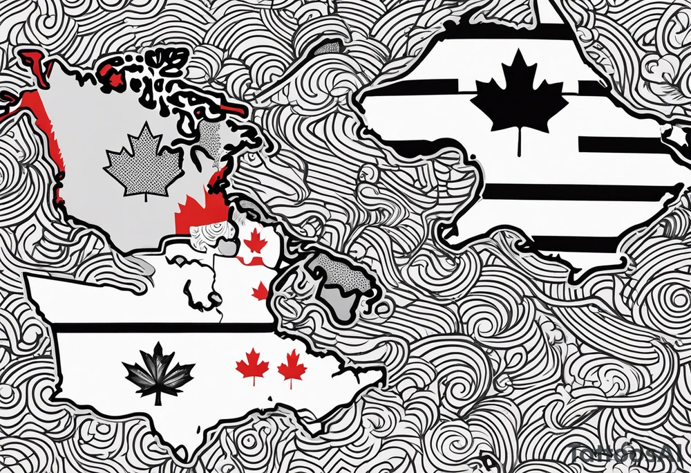 Merger of Trinidad & Tobago and Canada maps tattoo idea