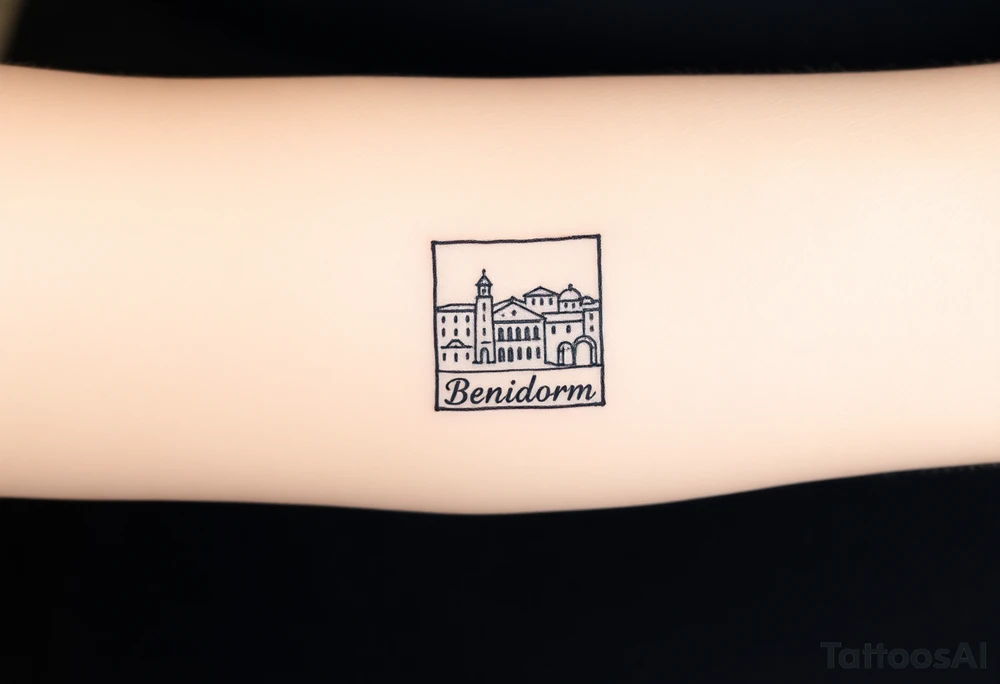 A postage stamp of Benidorm tattoo idea