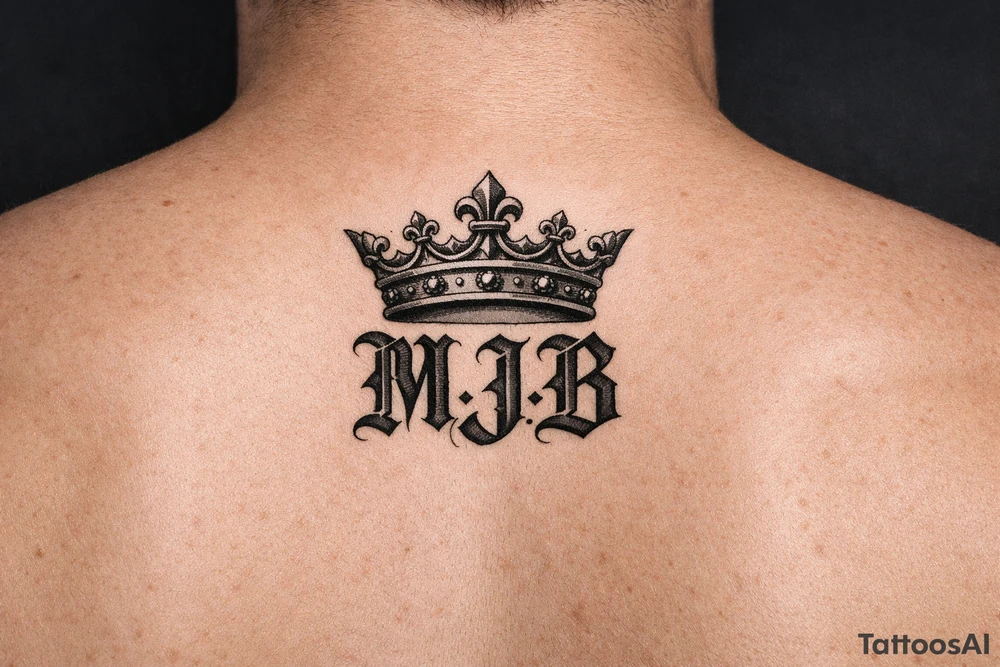 Put the initials π.π.π
in the same font underneath my breast with a crown ontop thatβs not too thin not too thick tattoo idea