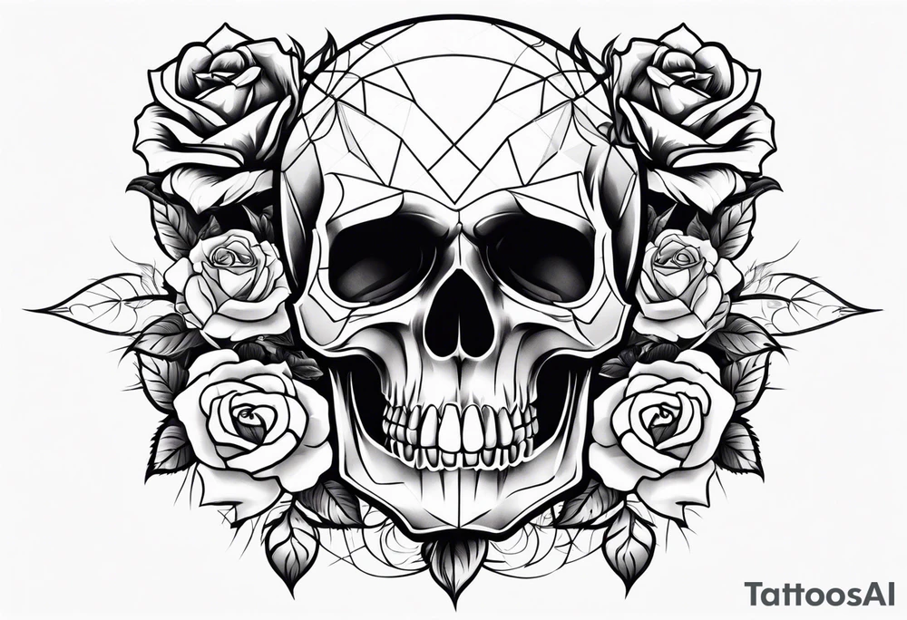 skull and roses tattoo idea