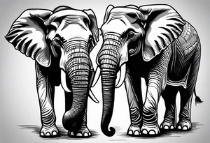 Two elephants trunk up one elephant trunk down tattoo idea