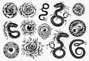 Floral Snake of nine eyes tattoo idea