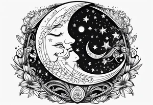 April Galaxy stars moon love tattoo idea