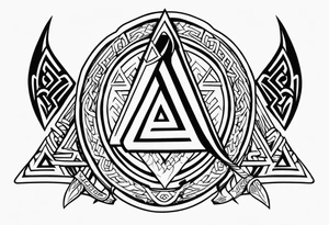 Valhalla sword shield axe Valknut victory tattoo idea