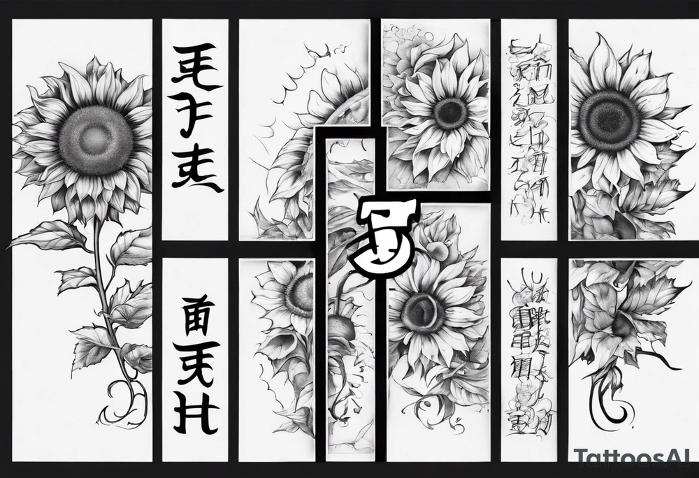 combining the letters E and H with a sunflower image tattoo idea