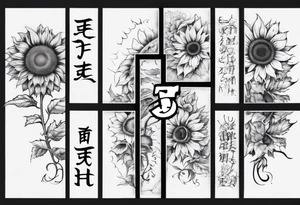 combining the letters E and H with a sunflower image tattoo idea