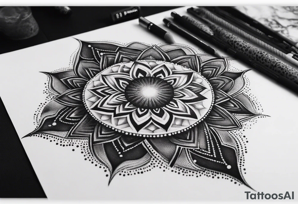 Design a tattoo resembling psychodelic experience, mysterious and a bit scary tattoo idea