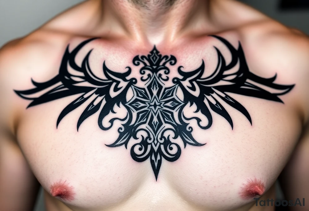 Smith Irish family crest whole chest tattoo idea