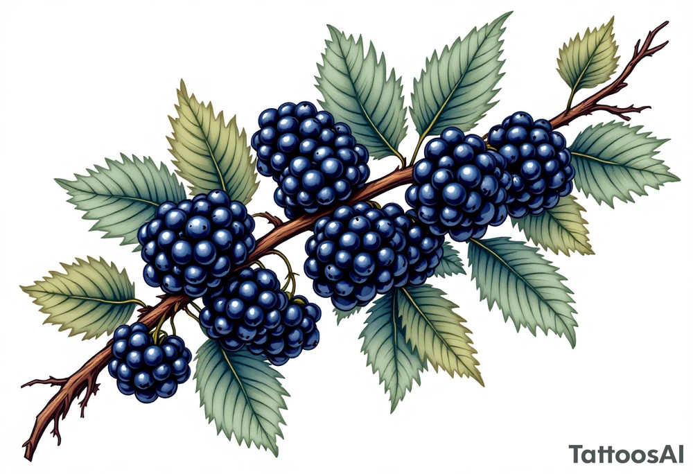 American traditional style Blackberry branch to wrap around an arm tattoo idea