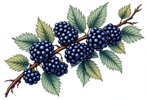 American traditional style Blackberry branch to wrap around an arm tattoo idea