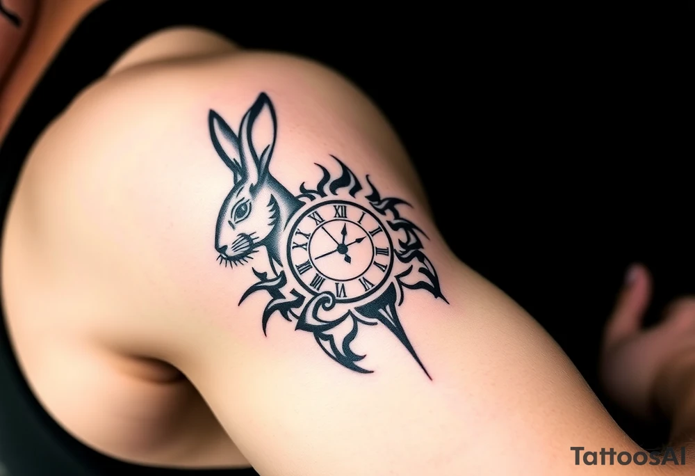 Rabbit with a Clock tattoo idea