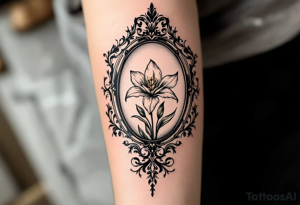 antique mirror with narcissus in it tattoo idea