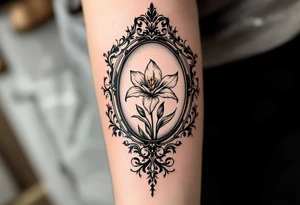 antique mirror with narcissus in it tattoo idea