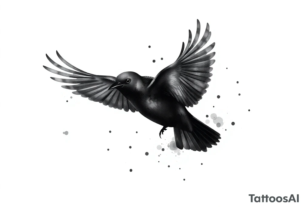 Male European Blackbird flying tattoo idea tattoo idea