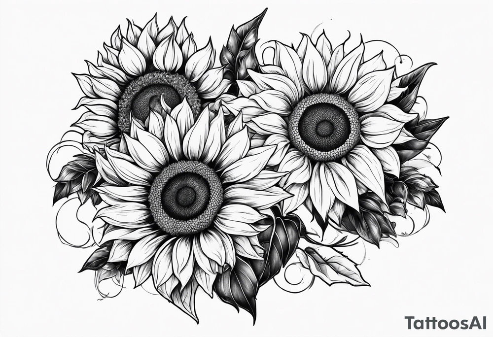band tattoo with two sunflowers on it tattoo idea