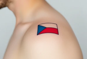 A minimalist Czech flag outline, with the blue triangle subtly blending into the red and white stripes tattoo idea