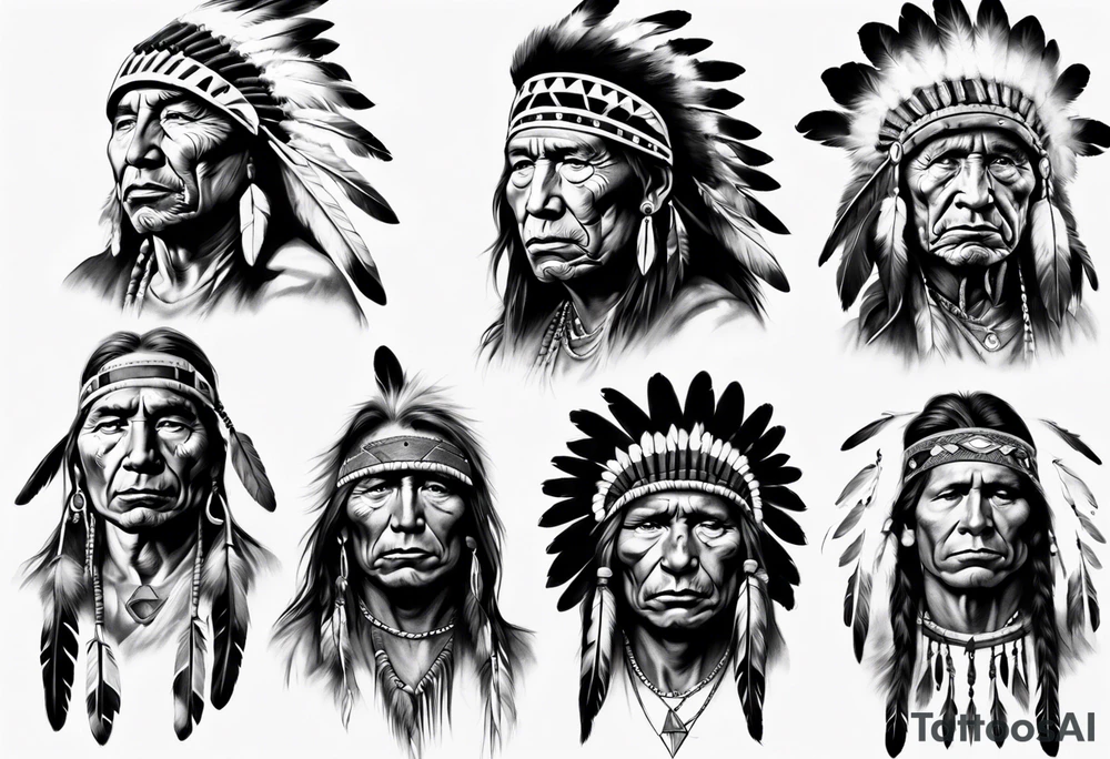 Native American man photorealism tattoo idea