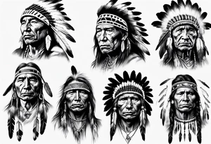 Native American man photorealism tattoo idea