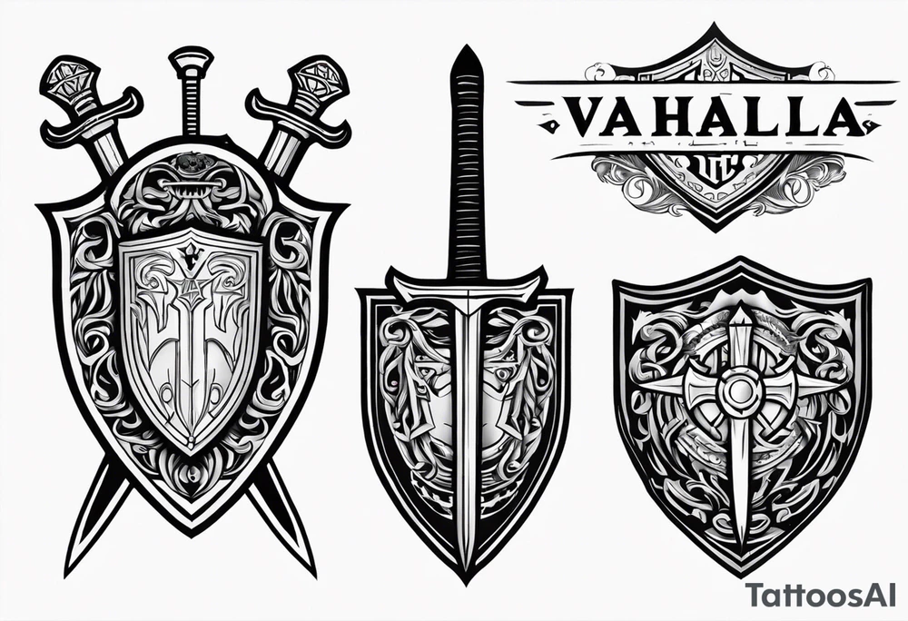 Valhalla shield sword tattoo idea