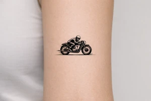 Vintage motorcycle racing, black and white illustration tattoo idea