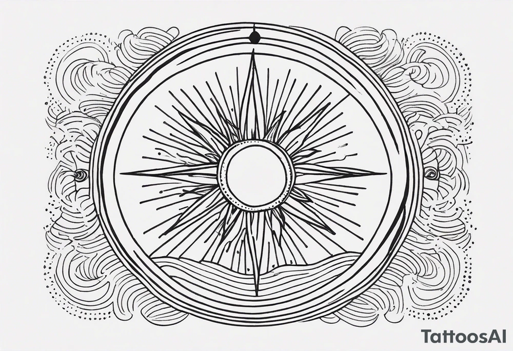 a mixture of minimalist/fine line/tribal tattoo design that is mainly minimalist with fine lines. unique Design of the sun that resembles a connection to the sun. It further resembles the sun's energy. Make it simple to draw and focus on the rays of sunshine

i dont want the entire sun. no flower shape. unique shape. no face tattoo idea