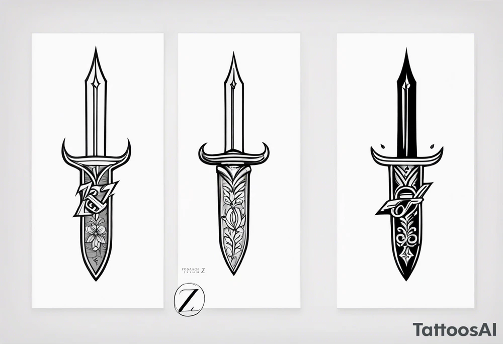 Dagger through the letter z tattoo idea
