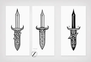 Dagger through the letter z tattoo idea