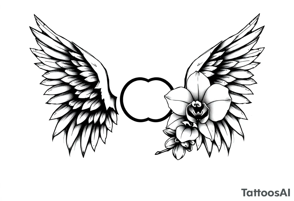 Wings with infinity loop inside and an orchid tattoo idea