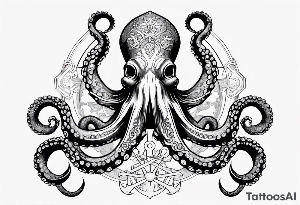 Octopus with anchor tattoo idea