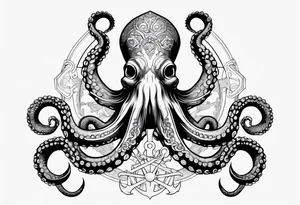 Octopus with anchor tattoo idea