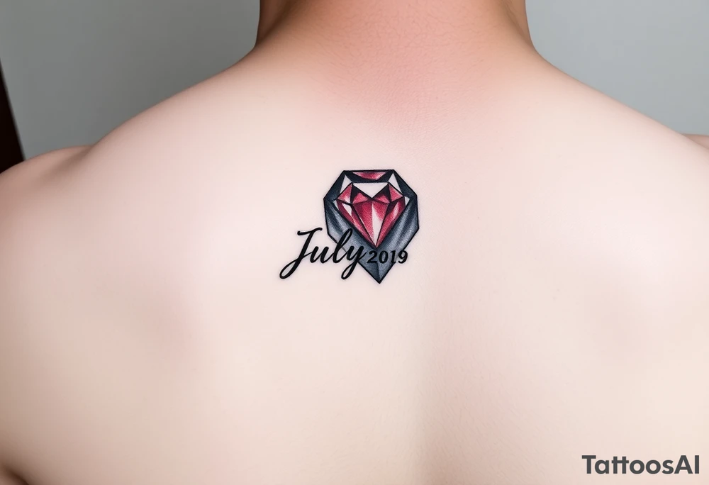 Ruby gemstone with the birthday July 6, 2019 to fit on lower ankle tattoo idea