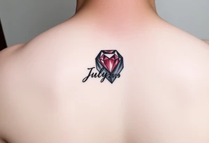 Ruby gemstone with the birthday July 6, 2019 to fit on lower ankle tattoo idea