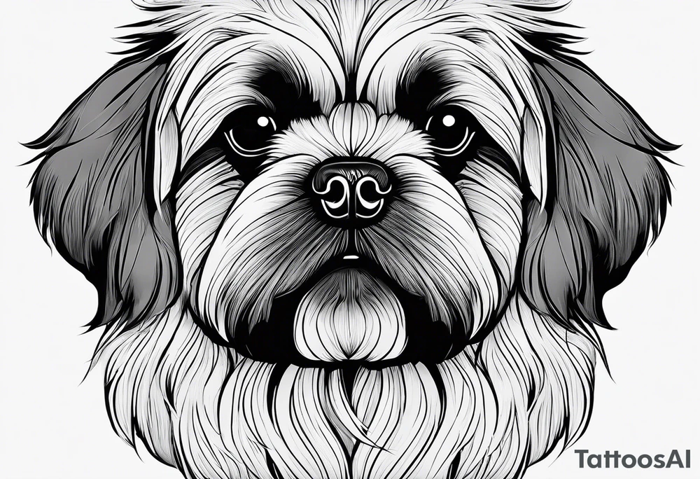 The contour of the face of a pekingese with shih tzu mixed race god. Nothing besides the face. As minimalist as possible. More minimalist! Make it a one line drawing. tattoo idea