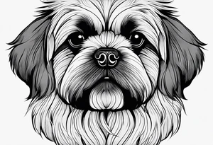 The contour of the face of a pekingese with shih tzu mixed race god. Nothing besides the face. As minimalist as possible. More minimalist! Make it a one line drawing. tattoo idea