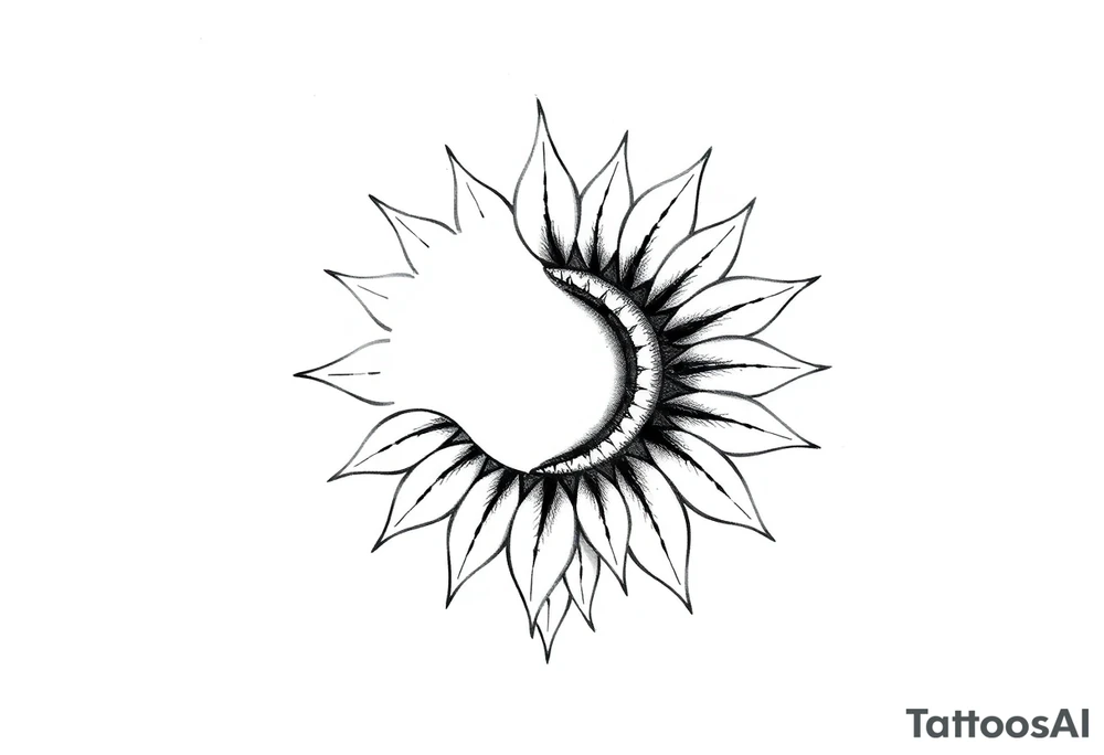 Half sun half sunflower tattoo idea