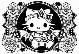 Hello kitty and batman tattoo idea