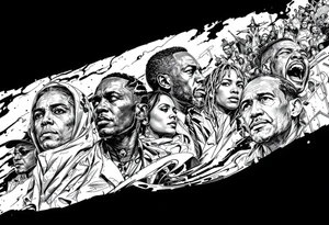 Civil rights and black liberation of African American historic figures and events and 1950’s - 1970’s theme tattoo idea