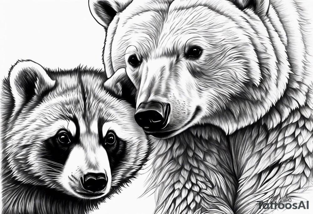 polar bear and raccoon tattoo idea