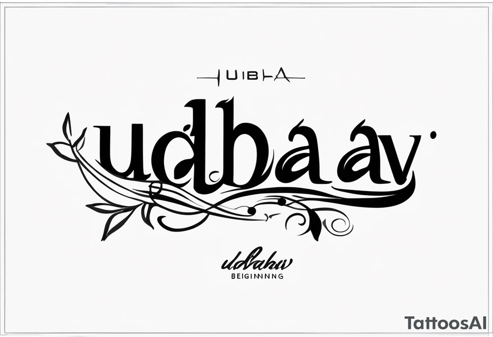 create simple and plain text tattoo which says Udbhav - a new beginning along with date 29.10.2015 tattoo idea