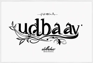 create simple and plain text tattoo which says Udbhav - a new beginning along with date 29.10.2015 tattoo idea