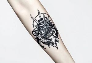 amaterasu and samurai arm sleeve tattoo idea