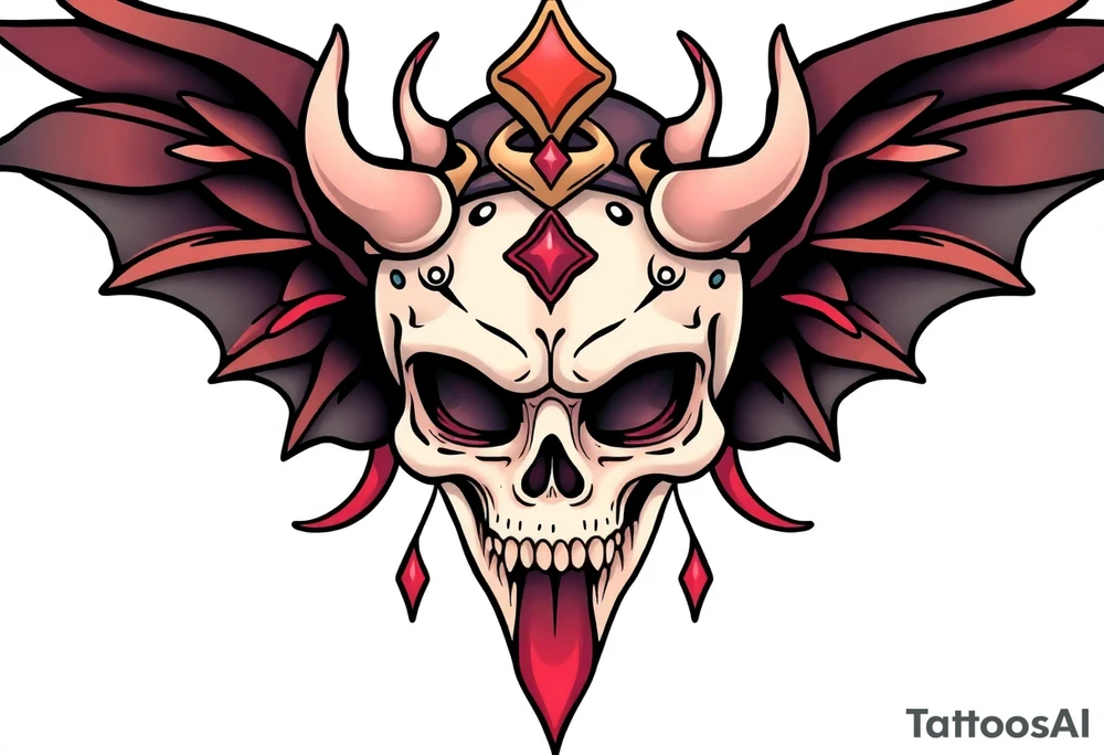 mystical  bringer of death head tattoo idea