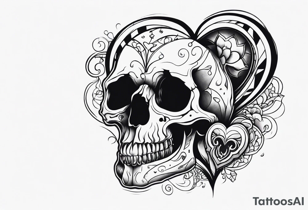 combine
 visceral heart and skull tattoo idea
