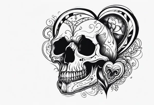 combine
 visceral heart and skull tattoo idea