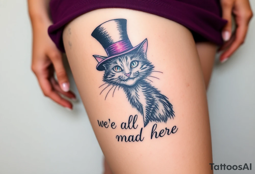 Cheshire cat, we are all mad here, top hat tattoo idea