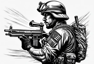 SS soldier side profile tattoo idea