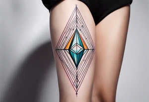simple line tattoo of geometric elongated dimond split down the middle into 2 shapes tattoo idea