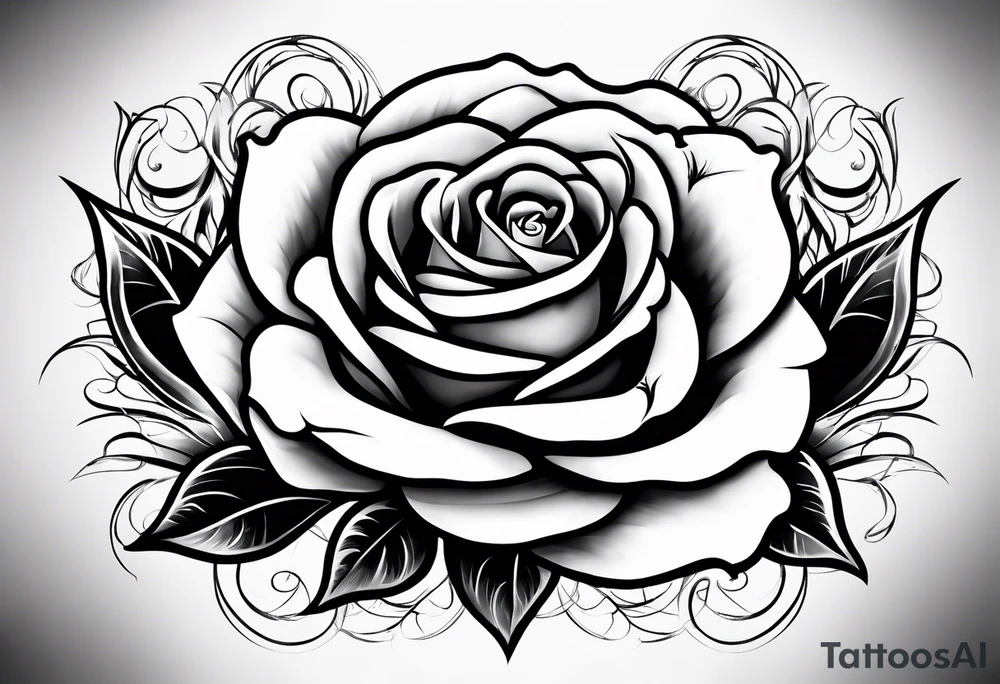 Rose with flame with the “fire rose” symbol tattoo idea